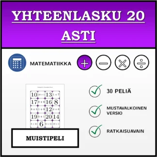 Muistipeli: Yhteenlasku 20 asti