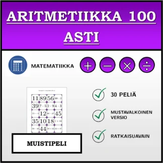 Muistipeli: Aritmetiikka 100 asti