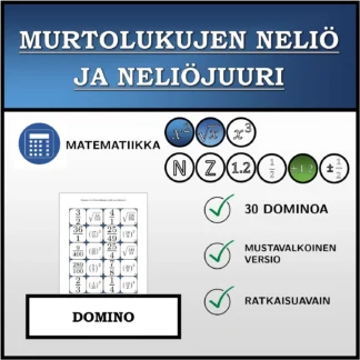 Domino: Murtolukujen neliö ja neliöjuuri