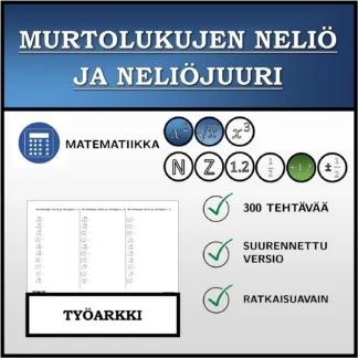 Työarkki: Murtolukujen neliö ja neliöjuuri