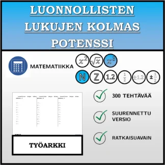 Työarkki: Luonnollisten lukujen kolmas potenssi