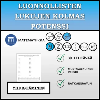Yhdistämistehtävä: Luonnollisten lukujen kolmas potenssi