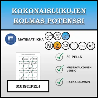 Muistipeli: Kokonaislukujen kolmas potenssi