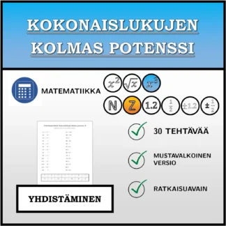 Yhdistämistehtävä: Kokonaislukujen kolmas potenssi