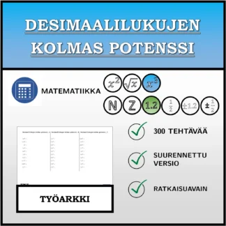 Työarkki: Desimaalilukujen kolmas potenssi