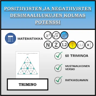 Trimino: Positiivisten ja negatiivisten desimaalilukujen kolmas potenssi