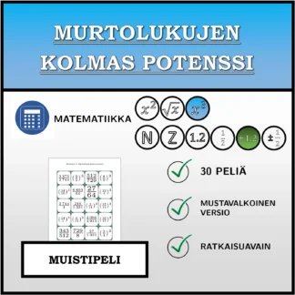 Muistipeli: Murtolukujen kolmas potenssi