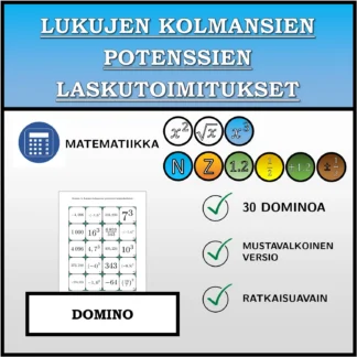Domino: Lukujen kolmansien potenssien laskutoimitukset