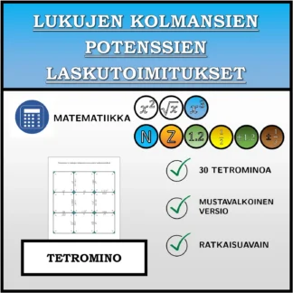 Tetromino: Lukujen kolmansien potenssien laskutoimitukset