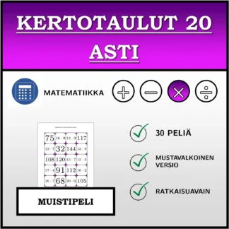 Muistipeli: Kertotaulut 20 asti