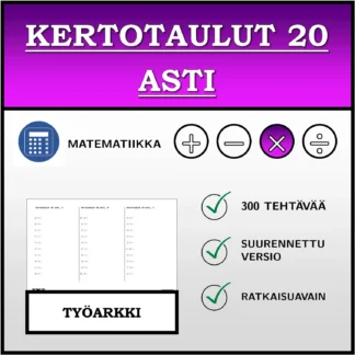Työarkki: Kertotaulut 20 asti