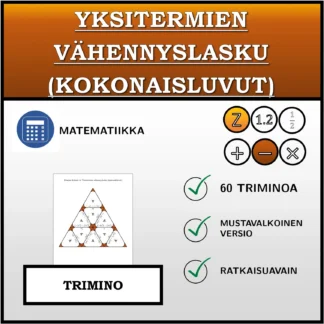 Trimino: Yksitermien vähennyslasku (kokonaisluvut)
