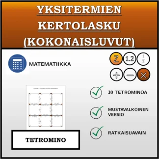 Tetromino: Yksitermien kertolasku (kokonaisluvut)