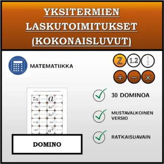 Domino: Yksitermien laskutoimitukset (kokonaisluvut)
