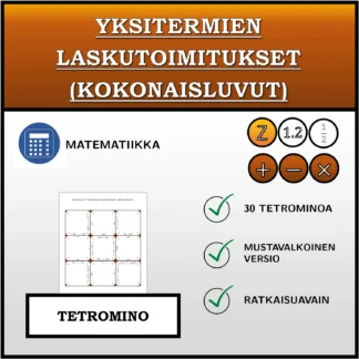 Tetromino: Yksitermien laskutoimitukset (kokonaisluvut)