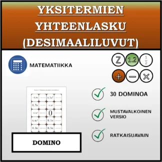 Domino: Yksitermien yhteenlasku (desimaaliluvut)