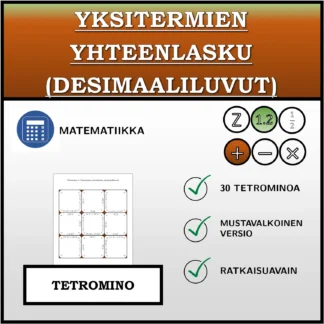 Tetromino: Yksitermien yhteenlasku (desimaaliluvut)