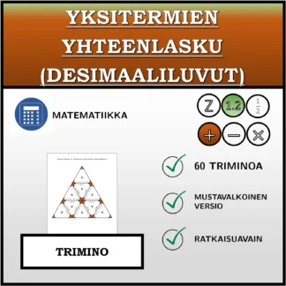 Trimino: Yksitermien yhteenlasku (desimaaliluvut)