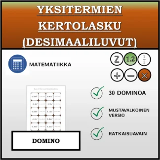 Domino: Yksitermien kertolasku (desimaaliluvut)