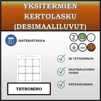 Tetromino: Yksitermien kertolasku (desimaaliluvut)
