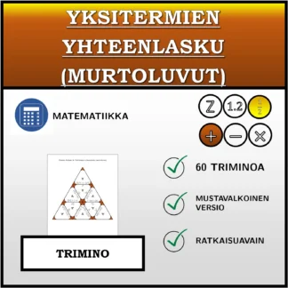 Trimino: Yksitermien yhteenlasku (murtoluvut)