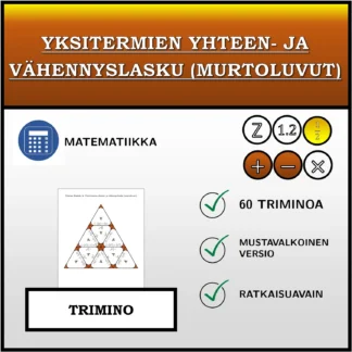 Trimino: Yksitermien yhteen- ja vähennyslasku (murtoluvut)