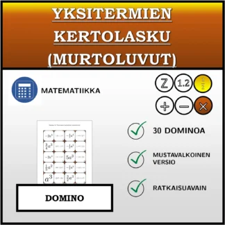 Domino: Yksitermien kertolasku (murtoluvut)