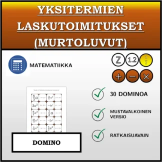 Domino: Yksitermien laskutoimitukset (murtoluvut)