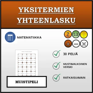 Muistipeli: Yksitermien yhteenlasku