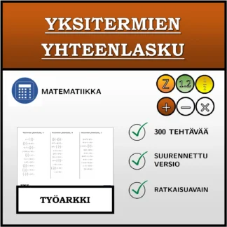 Työarkki: Yksitermien yhteenlasku