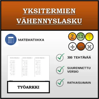 Työarkki: Yksitermien vähennyslasku