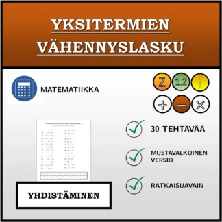 Yhdistämistehtävä: Yksitermien vähennyslasku