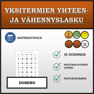 Domino: Yksitermien yhteen- ja vähennyslasku