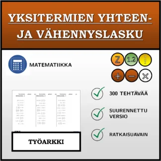Työarkki: Yksitermien yhteen- ja vähennyslasku