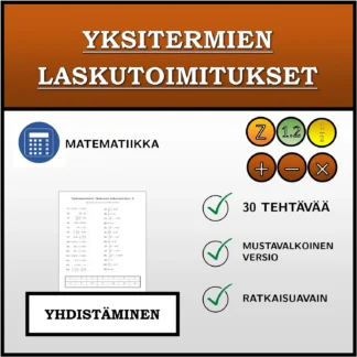 Yhdistämistehtävä: Yksitermien laskutoimitukset