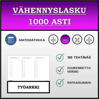 Työarkki: Vähennyslasku 1000 asti