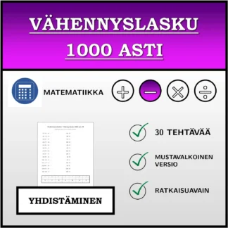 Yhdistämistehtävä: Vähennyslasku 1000 asti