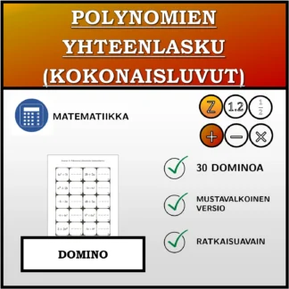 Domino: Polynomien yhteenlasku (kokonaisluvut)