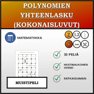 Muistipeli: Polynomien yhteenlasku (kokonaisluvut)