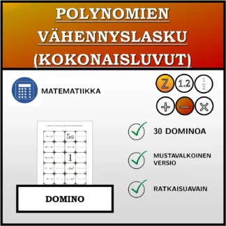 Domino: Polynomien vähennyslasku (kokonaisluvut)