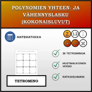 Tetromino: Polynomien yhteen- ja vähennyslasku (kokonaisluvut)