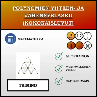 Trimino: Polynomien yhteen- ja vähennyslasku (kokonaisluvut)