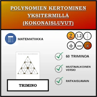 Trimino: Polynomien kertominen yksitermillä (kokonaisluvut)