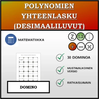 Domino: Polynomien yhteenlasku (desimaaliluvut)