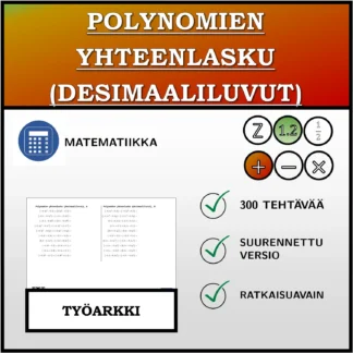 Työarkki: Polynomien yhteenlasku (desimaaliluvut)
