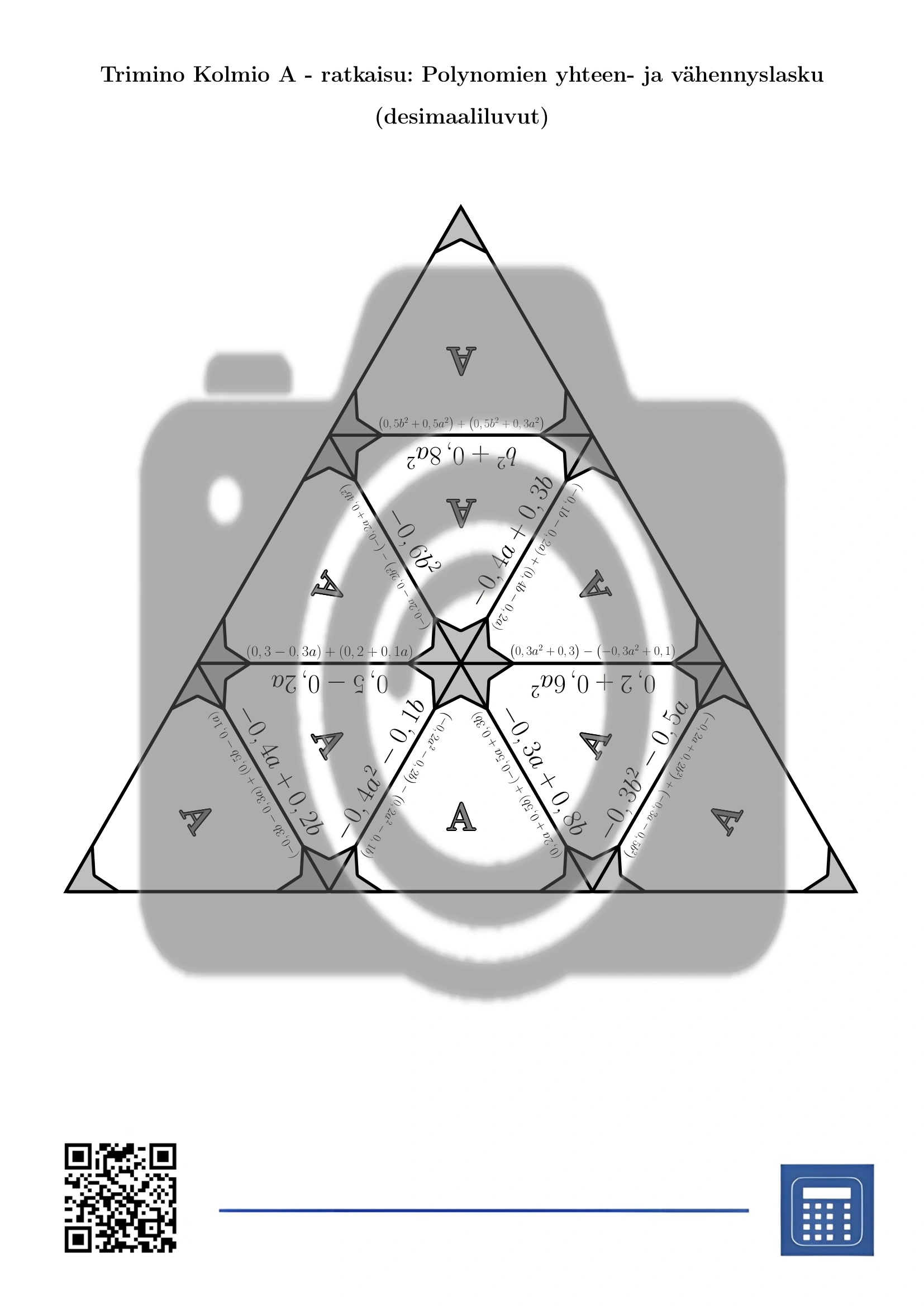 Trimino: Polynomien yhteen- ja vähennyslasku (desimaaliluvut) - Image 6