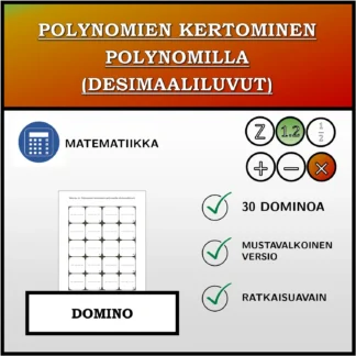 Domino: Polynomien kertominen polynomilla (desimaaliluvut)