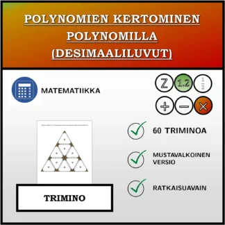 Trimino: Polynomien kertominen polynomilla (desimaaliluvut)