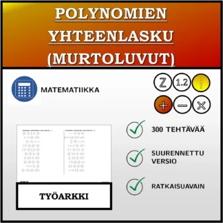 Työarkki: Polynomien yhteenlasku (murtoluvut)