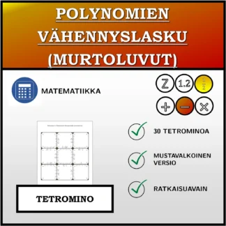 Tetromino: Polynomien vähennyslasku (murtoluvut)